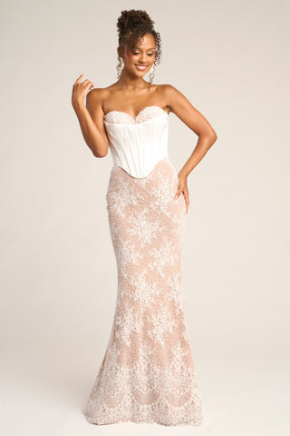 Ivory Nude Lace Gown PS26328E