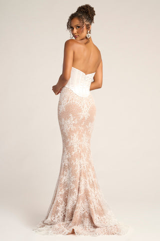 Ivory nude lace wedding dress PS26328E