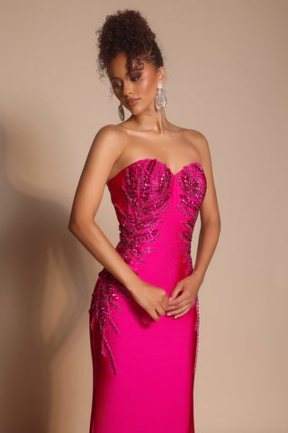 Hot Pink Strapless Gown PS26331E