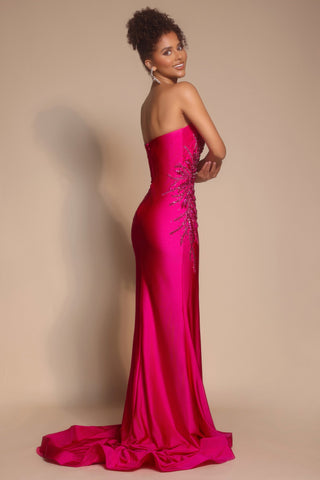 Hot pink strapless formal gown, PS26331E