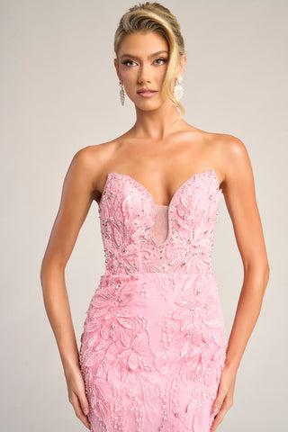 PS26373 Pink Strapless Gown