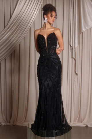 Black strapless formal gown PS26401C