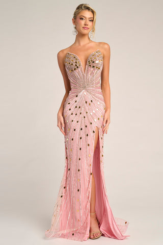 Pink Gold Embellished Gown PS26409C