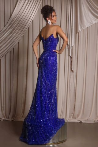 Cobalt blue sequin gown, PS26412C