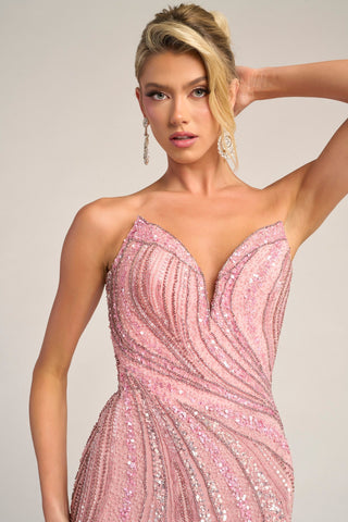 Pink strapless evening gown PS26412C
