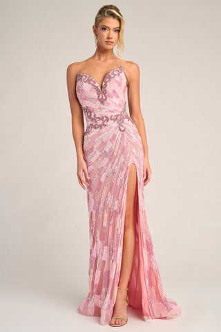 Light Pink Strapless Gown with High Slit - PS26413C