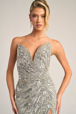 Silver beaded formal gown, PS26413C