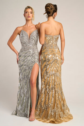 Silver & Gold Sequin Gowns - PS26413C