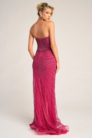 Hot pink beaded strapless gown PS26416C