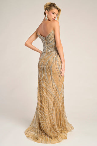 Gold and Silver Embellished Gown, PS26417C