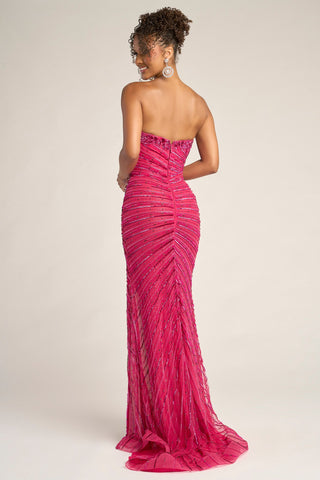 Hot Pink Strapless Gown - PS26422C