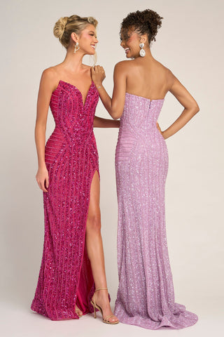 Hot pink & lavender sequin gowns