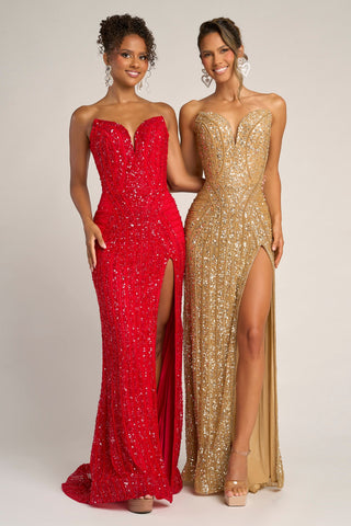 Red and gold sequin formal dresses, PS26424C