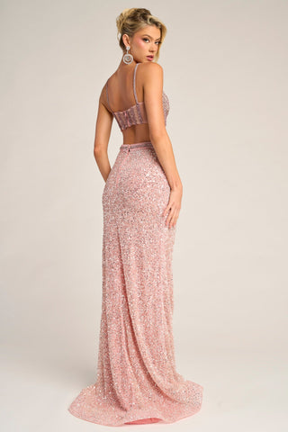 Pink sequin two-piece formal dress, PS26429C
