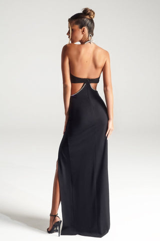 PS317B black cut-out maxi dress