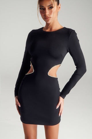 PS323B-2 Black Cutout Mini Dress
