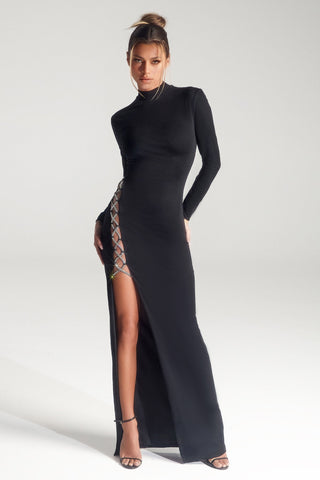 PS326B-1 black slit gown
