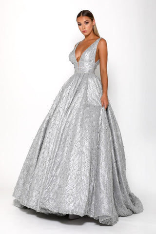 Silver ball gown PS3722_4