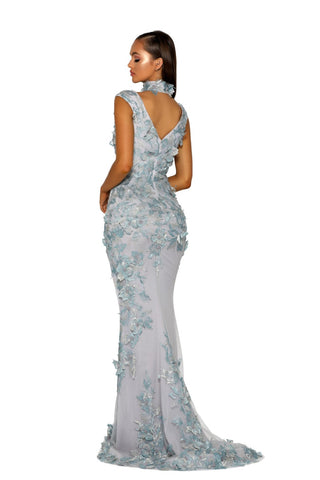 PS5010 Blue Floral Gown