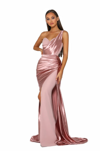 PS5021 Blush One-Shoulder Gown