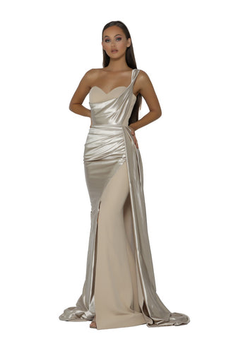 PS5021 Champagne Gown with Slit