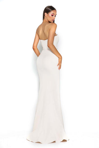 Elegant white strapless gown