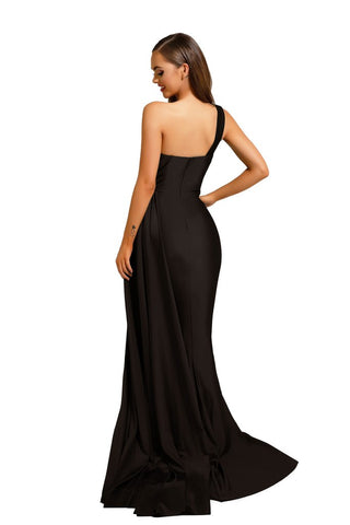 PS6321-BLACK one-shoulder gown
