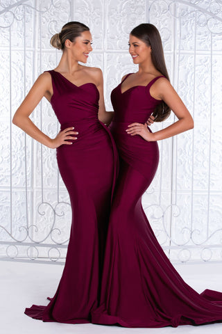 Two women in elegant gowns