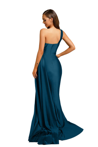 Teal one-shoulder gown, PS6321
