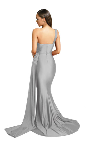 Ice Grey One-Shoulder Gown
