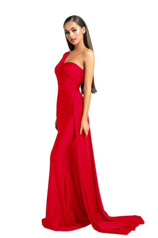 Red one-shoulder dress PS6321