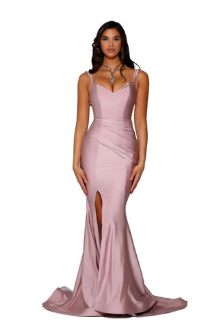 Mauve formal dress PS6339 with thigh slit
