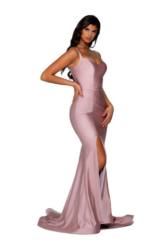 Mauve formal dress PS6339 with thigh slit