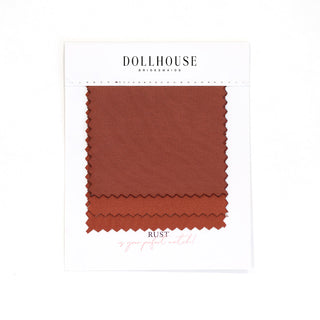 Rust fabric swatch from Dollhouse Bridesmaids