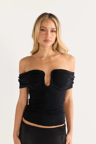 Black off-the-shoulder top