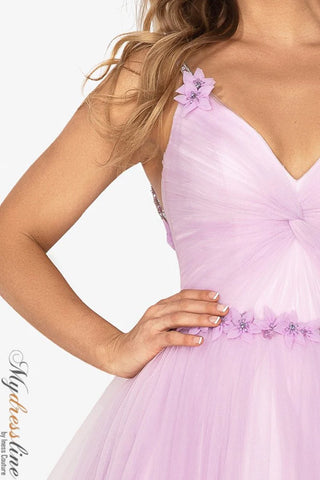 Terani Couture lavender formal dress with floral detail