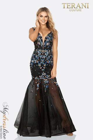 Terani Couture floral embellished gown, front view