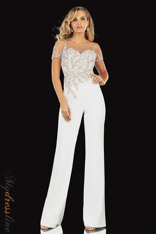 Terani Couture Ivory Jumpsuit 2027E2940