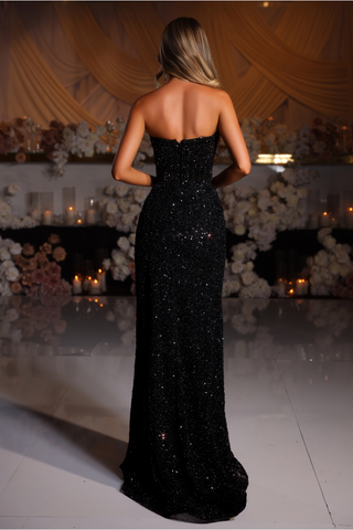 Woman in black sequin gown, 1365x2048px