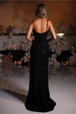 Woman in black sequin gown, 1365x2048px