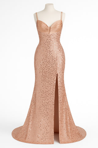 Rose gold sequin gown with high slit - WhatsApp Image June 2, 2025
