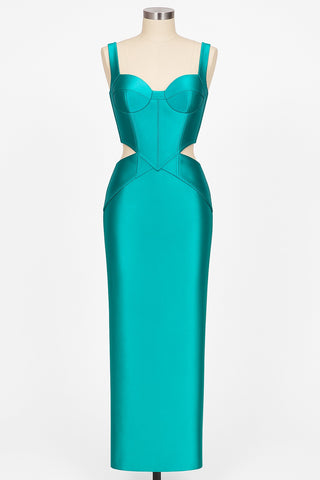 Teal cutout dress on mannequin, WhatsApp image 2025-06-02