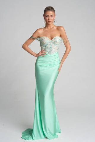 Mint green formal gown - XO014
