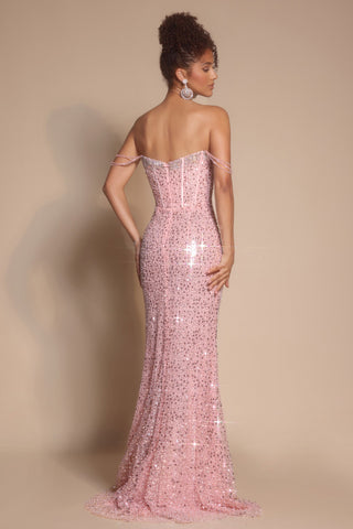 Pink sequin gown, XO054