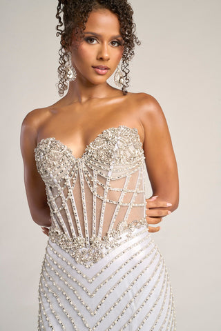 XO057 Silver Beaded Gown