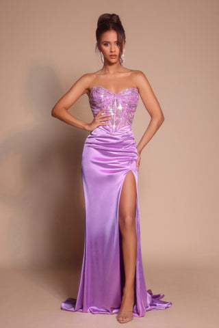 XO065 Lilac Gown with Slit