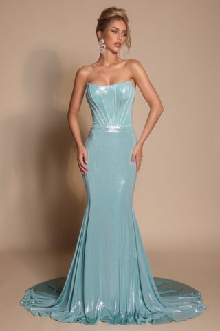 XO097 Mint Strapless Gown