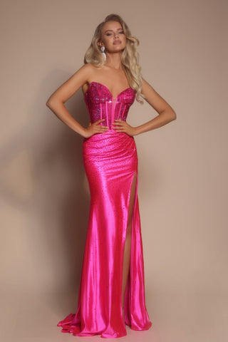 XO098 Pink Gown with Slit
