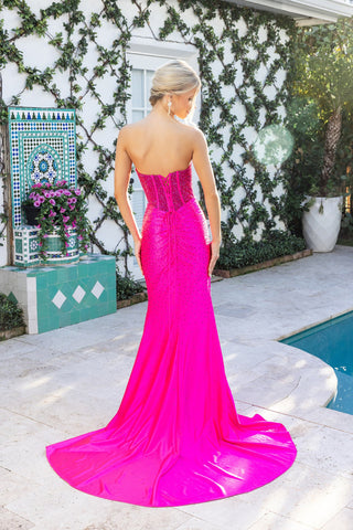 Pink strapless gown
