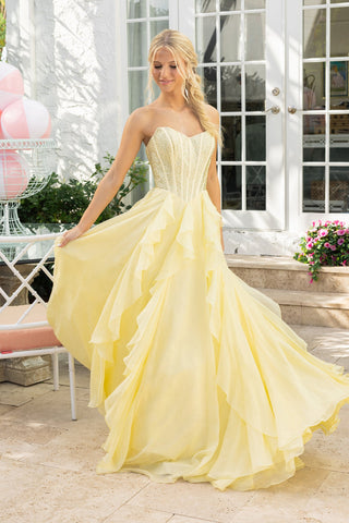 XO174 Yellow Prom Dress